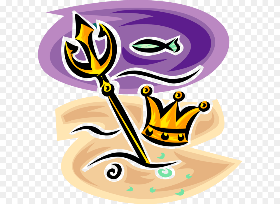 Vector Illustration Of Trident Of Poseidon Three Pronged Poseidon Trident And Crown, Baby, Person, Weapon Png