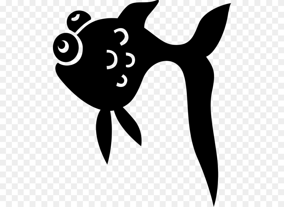 Vector Illustration Of Tropical Goldfish Aquatic Fish, Gray Free Png