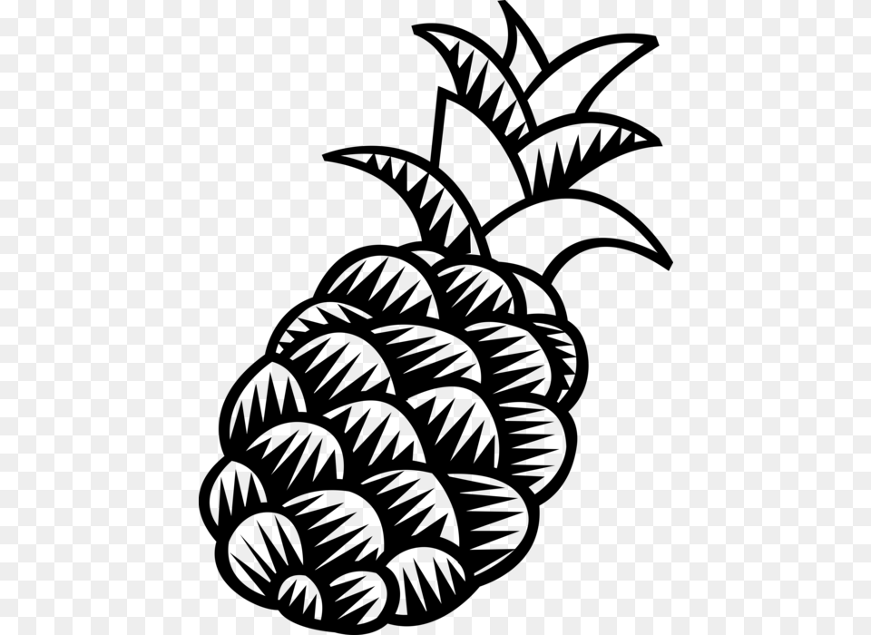 Vector Illustration Of Tropical Plant Pineapple Fruit Cartoon Pineapple, Gray Png