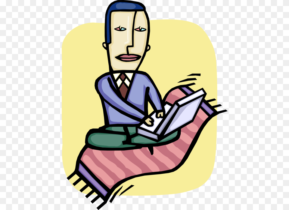 Vector Illustration Of Unplugged Businessman With Computer Sitting, Person, Reading, Art, Book Free Transparent Png