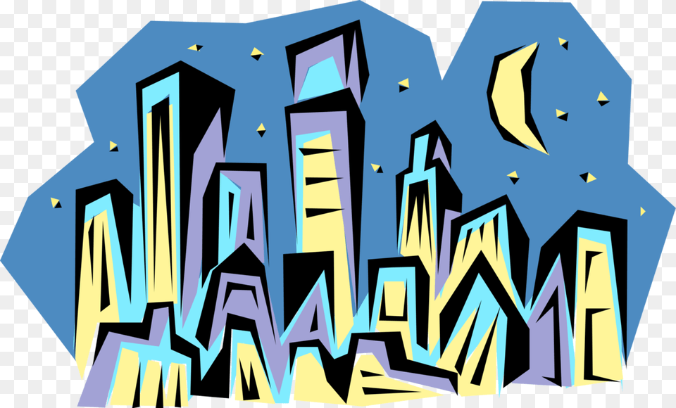 Vector Illustration Of Urban Metropolitan City Skyline Graphic Design, Art, Graffiti, Painting, Graphics Free Png Download
