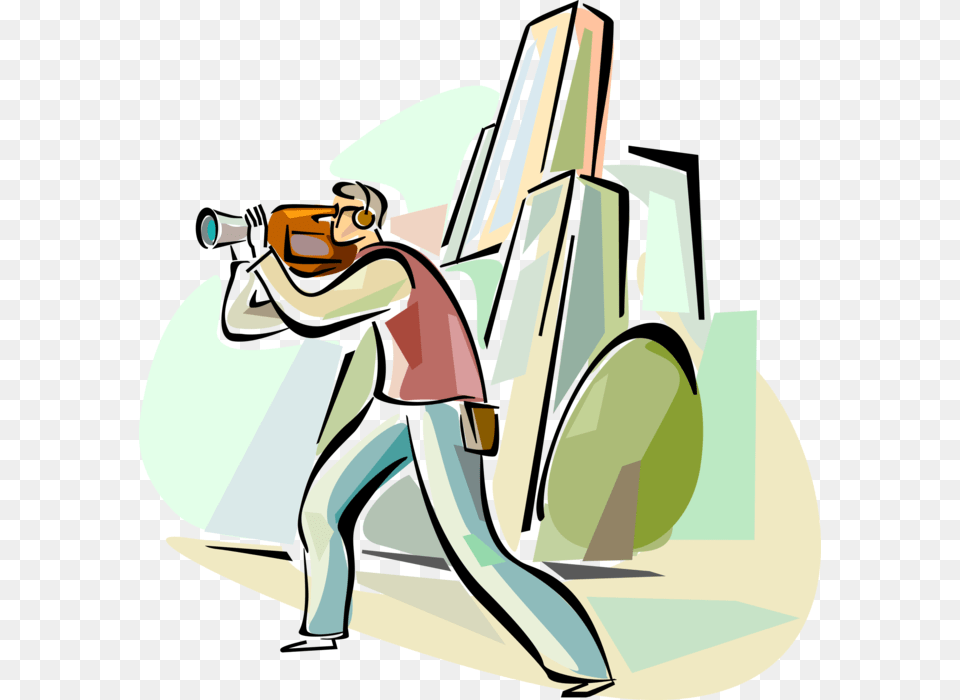 Vector Illustration Of Videographer Filming Video With, Photography, Person, Bulldozer, Cleaning Png