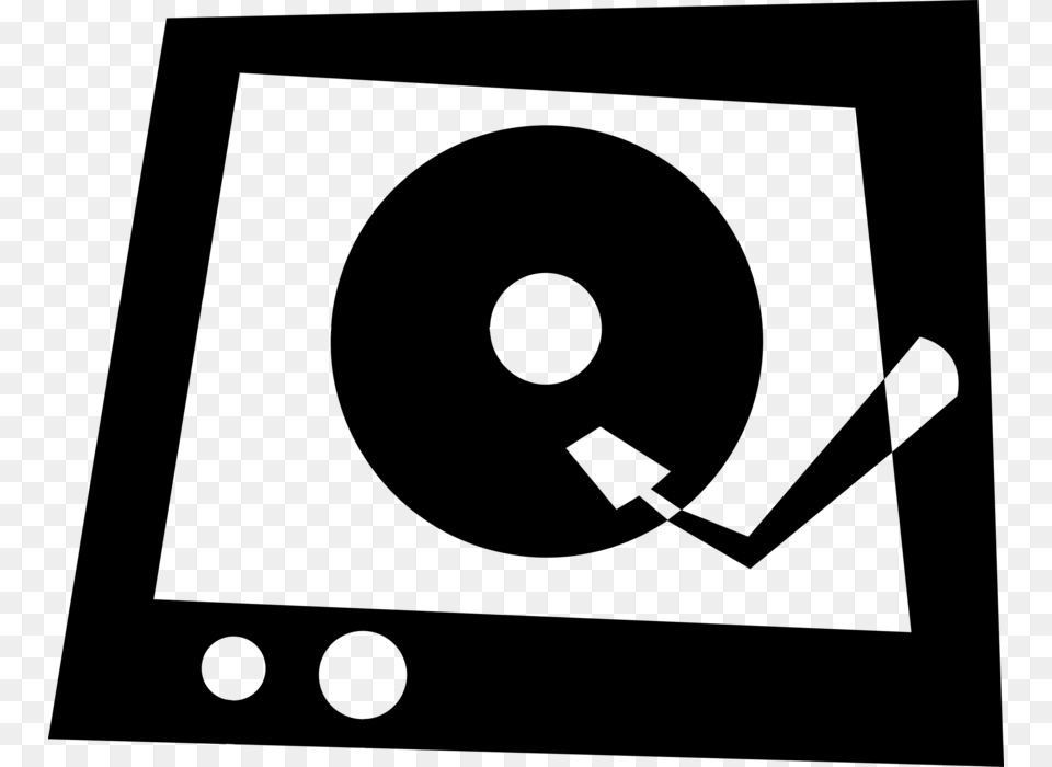 Vector Illustration Of Vinyl Record Played On Phonograph Circle, Gray Free Png