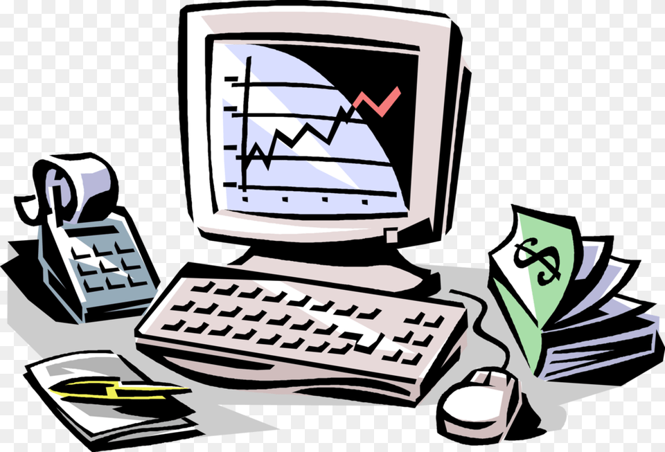 Vector Illustration Of Wall Street Stock Market Analysis Illustration, Computer, Electronics, Computer Hardware, Computer Keyboard Png