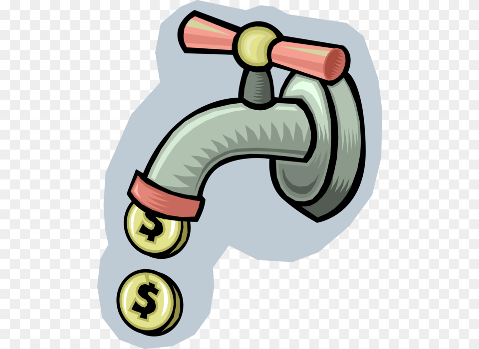Vector Illustration Of Water Tap Faucet Spigot Dripping Save Water Save Money, Device, Power Drill, Tool Free Transparent Png