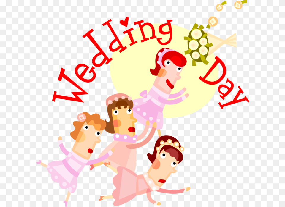 Vector Illustration Of Wedding Day Bridesmaids Scramble Bridesmaid Clip Art, People, Person, Baby, Face Png Image