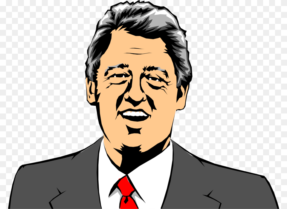 Vector Illustration Of William Jefferson Bill Bill Clinton Clipart, Face, Portrait, Photography, Head Free Transparent Png