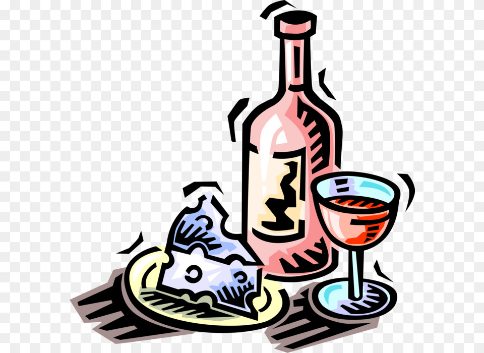 Vector Illustration Of Wine Bottle Alcohol Beverage Wine And Cheese Clip Art, Liquor, Wine Bottle, Glass Png Image
