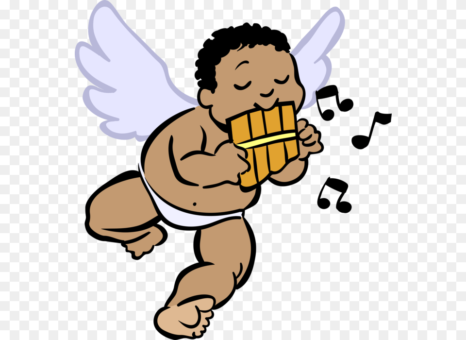 Vector Illustration Of Winged Cupid Angel God Of Desire Black Baby Angel, Person, Cream, Dessert, Food Free Png