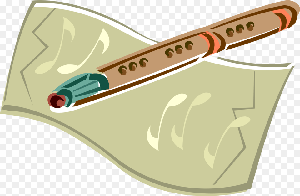 Vector Illustration Of Wooden Flute Musical Instrument Free Png
