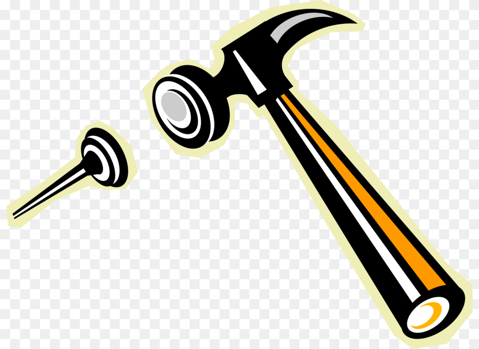 Vector Illustration Of Woodworking And Carpentry Hammer, Device, Tool Free Transparent Png