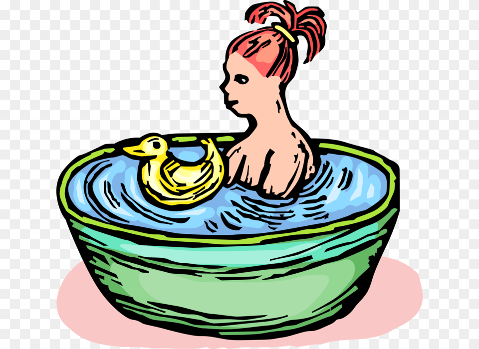 Vector Illustration Of Young Child Enjoys Backyard, Washing, Person, Bathing, Water Png