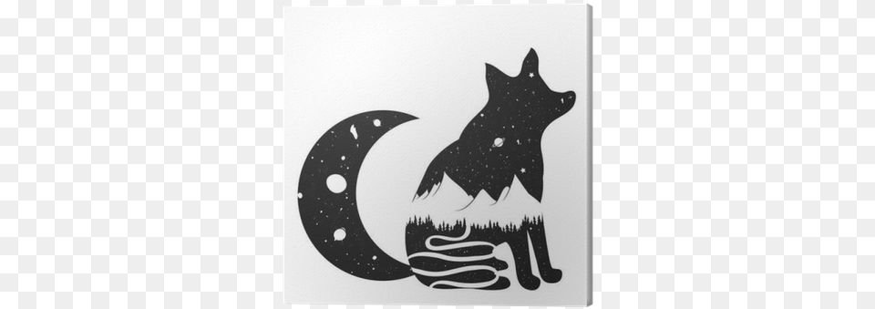 Vector Illustration With Fox Silhouette With Road Saturn Fox, Stencil, Logo, Animal, Cat Free Png