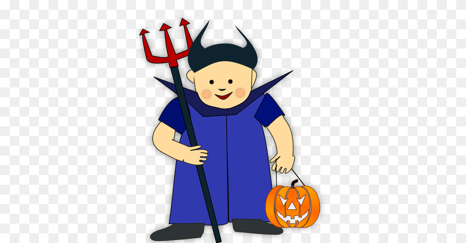 Vector Image Of Boy With Pitchfork And Pumpkin, Face, Head, Person, Baby Free Transparent Png