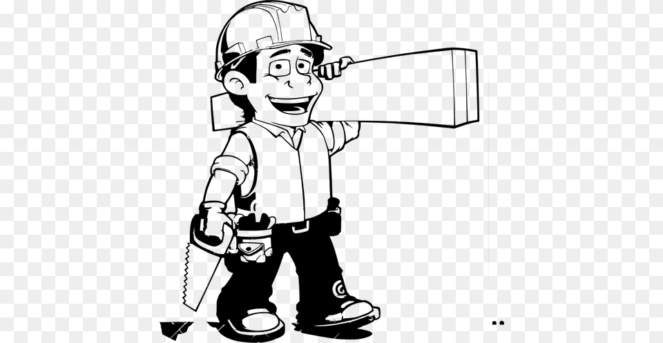 Vector Image Of Carpenter Going For Work Carpenter Clipart Black And White, Gray Free Transparent Png