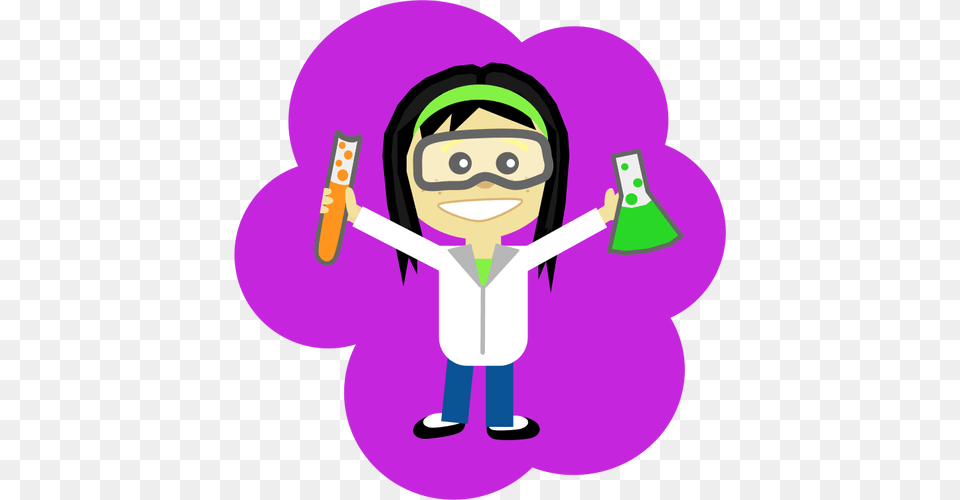 Vector Image Of Cartoon Science Girl, Purple, Baby, Person, Tool Free Png Download