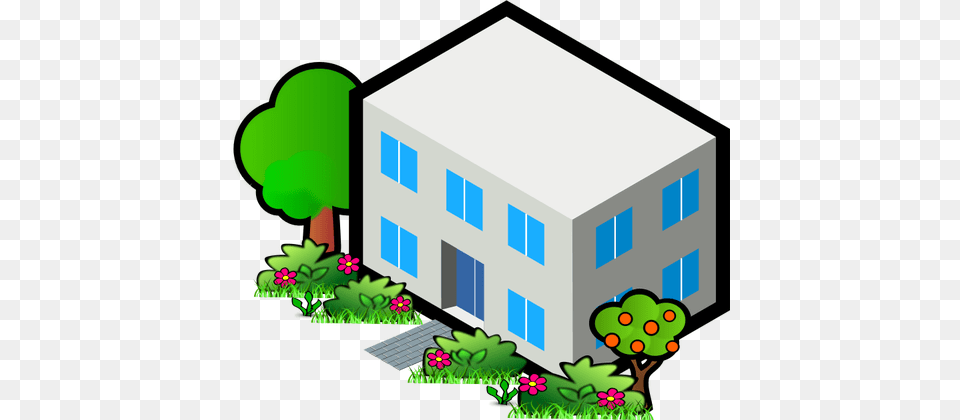 Vector Image Of Flat Roof House, Architecture, Building, Office Building, Neighborhood Free Png