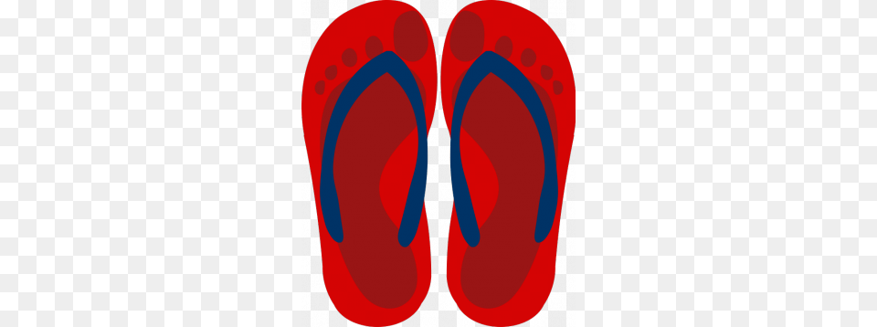 Vector Image Of Red Flip Flops With Feet Imprint Design And Blue, Clothing, Flip-flop, Footwear Png