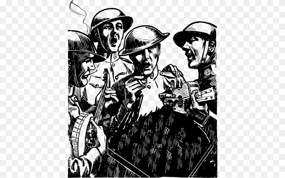 Vector Image Of Soldiers Singing Of Sketch Of Soldiers, Gray Png