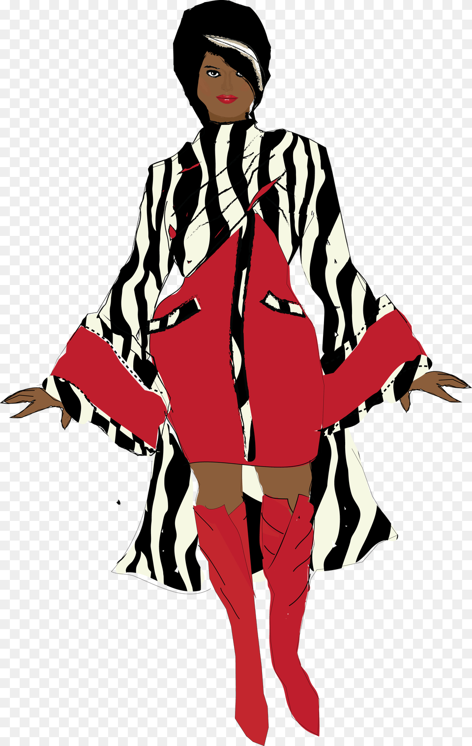 Vector Image Red Dresszebra Cape Donna Davis Fashion, Adult, Female, Person, Woman Free Png