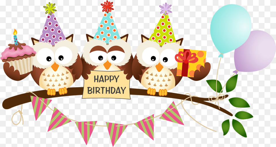 Vector Library Cartoon Owl Material Happy Birthday Owls, Person, People, Hat, Clothing Free Transparent Png