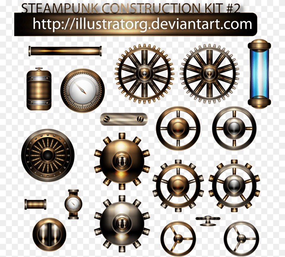 Vector Library Construction Kit By Illustratorg On Steampunk Pipe, Bronze, Wheel, Spoke, Machine Free Png