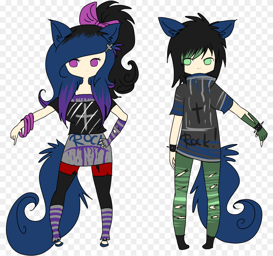 Vector Library Punk Drawing Anime Wolf Girl And Wolf Boy, Book, Comics, Publication, Baby Free Png