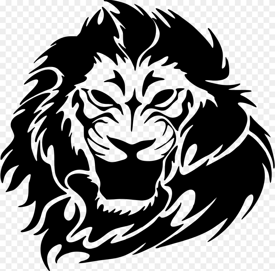 Vector Lion Angry Tribal Lion Tattoo, Gray Png