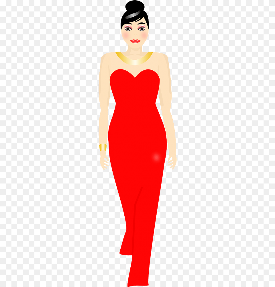 Vector Modeling Fashion Gown Chica Vestida De Rojo, Adult, Person, Formal Wear, Female Png Image