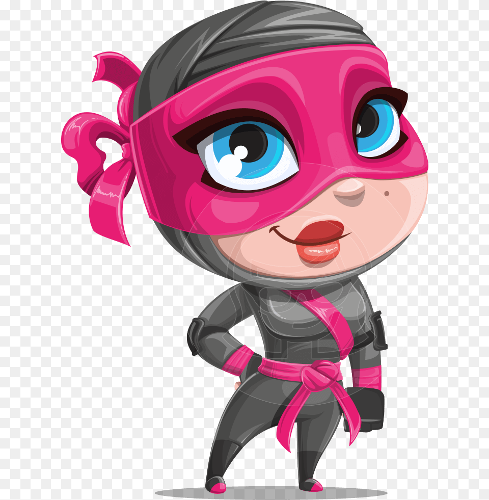 Vector Ninja Cartoon Character Cartoon Ninja Girl, Book, Comics, Publication, Baby Png