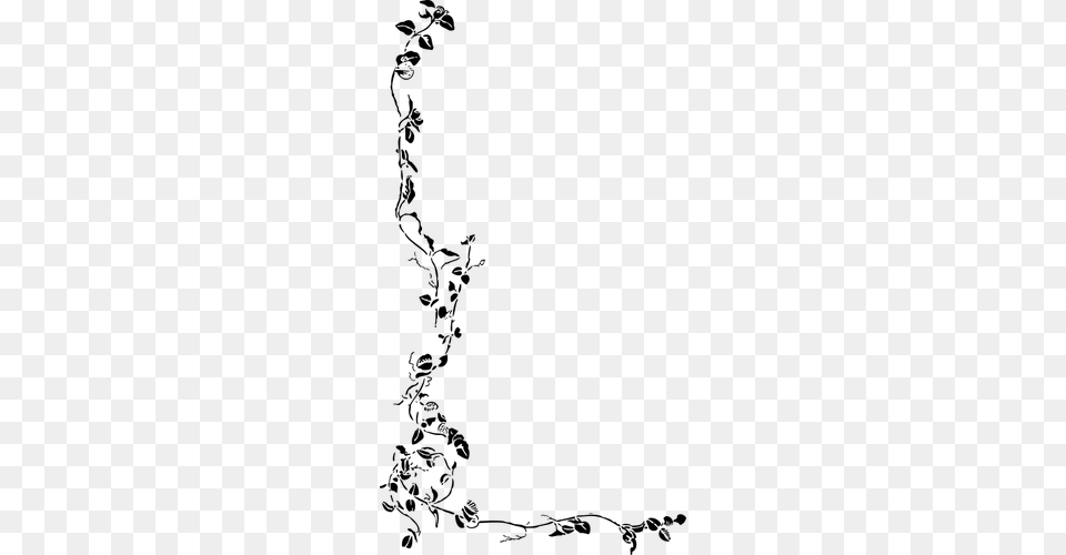 Vector Of Floral Garland Black And White Side Border, Gray Png Image