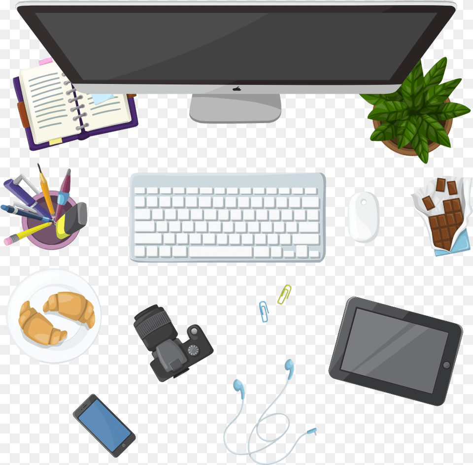Vector Office Desk, Computer, Computer Hardware, Computer Keyboard, Electronics Free Png