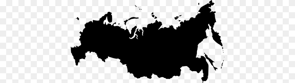 Vector Outline Map Of Russia, Gray Free Transparent Png