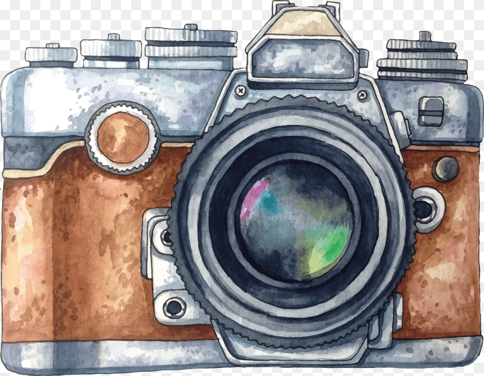 Vector Painted Photography Watercolor Camera Painting Watercolor Camera Painting, Electronics, Digital Camera, Bulldozer, Machine Png