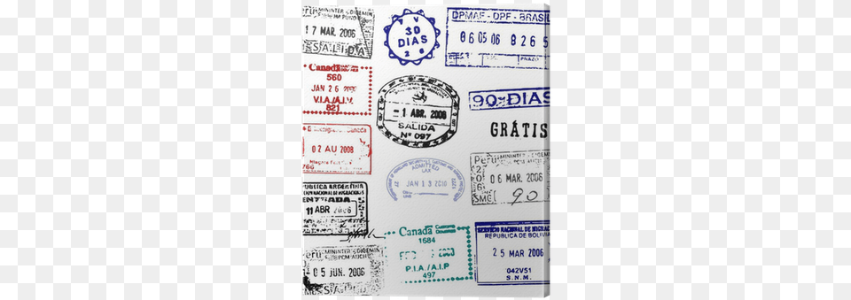 Vector Passport Stamps From The Americas Canvas Print Stamps From Around The World, Text Png