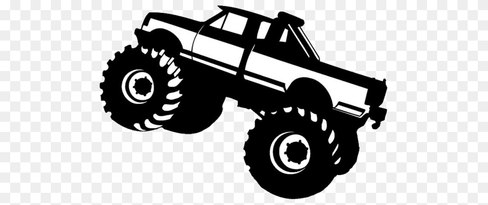 Vector Pickup Monster Truck Silhouette, Machine, Wheel, Stencil, Transportation Png