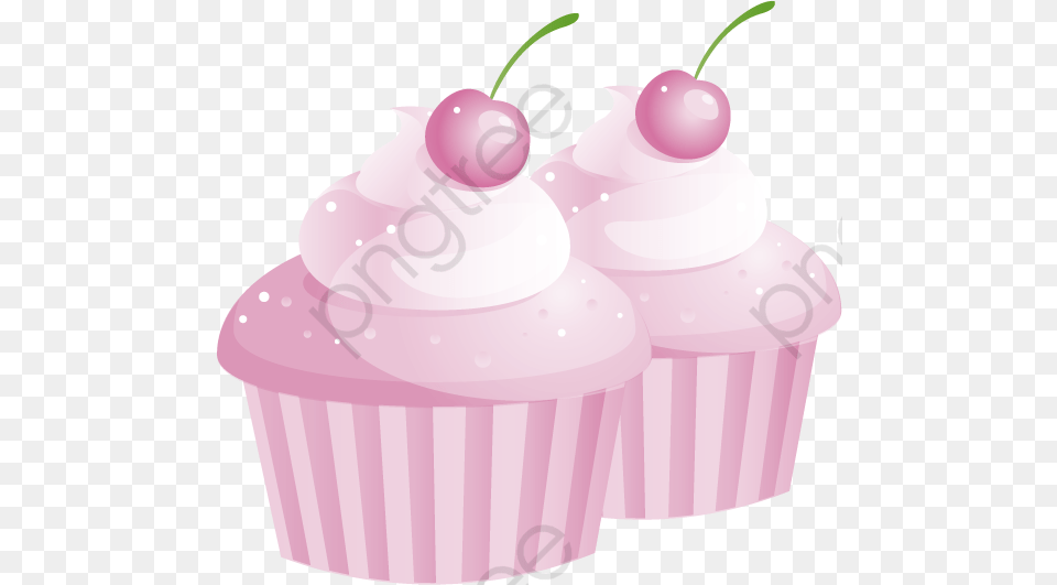 Vector Pink Cupcake Cupcake, Cake, Cream, Dessert, Food Free Png Download