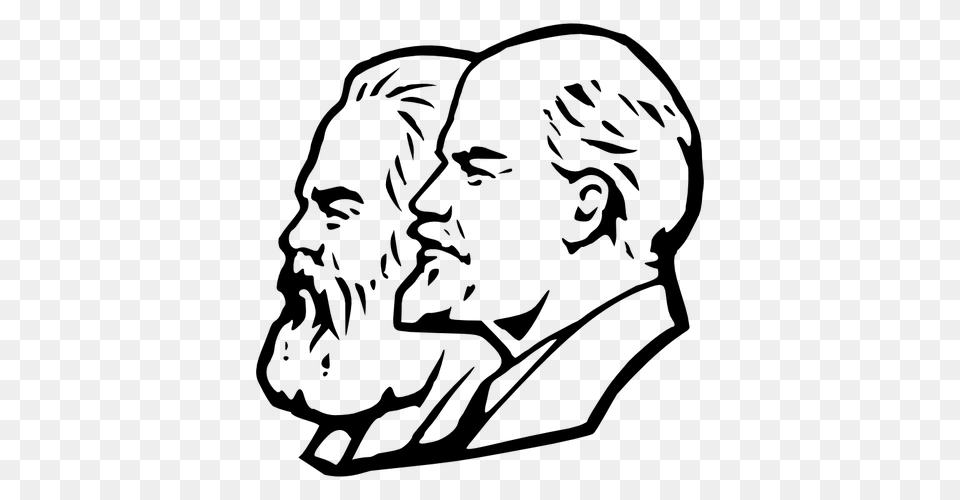 Vector Portrait Of Marx And Lenin, Gray Png