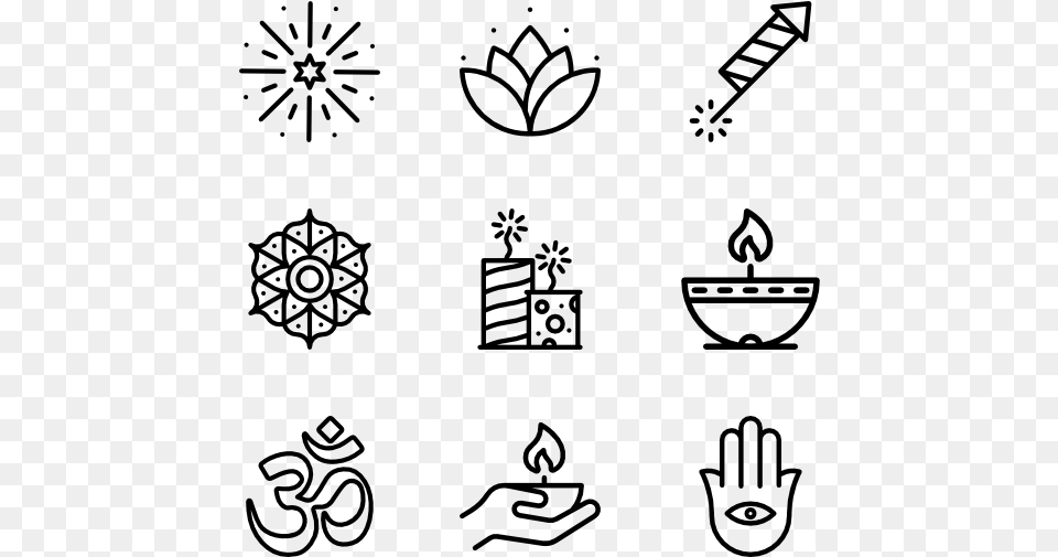 Vector Psd Diwali Diwali Black And White Art Design, Gray Free Transparent Png