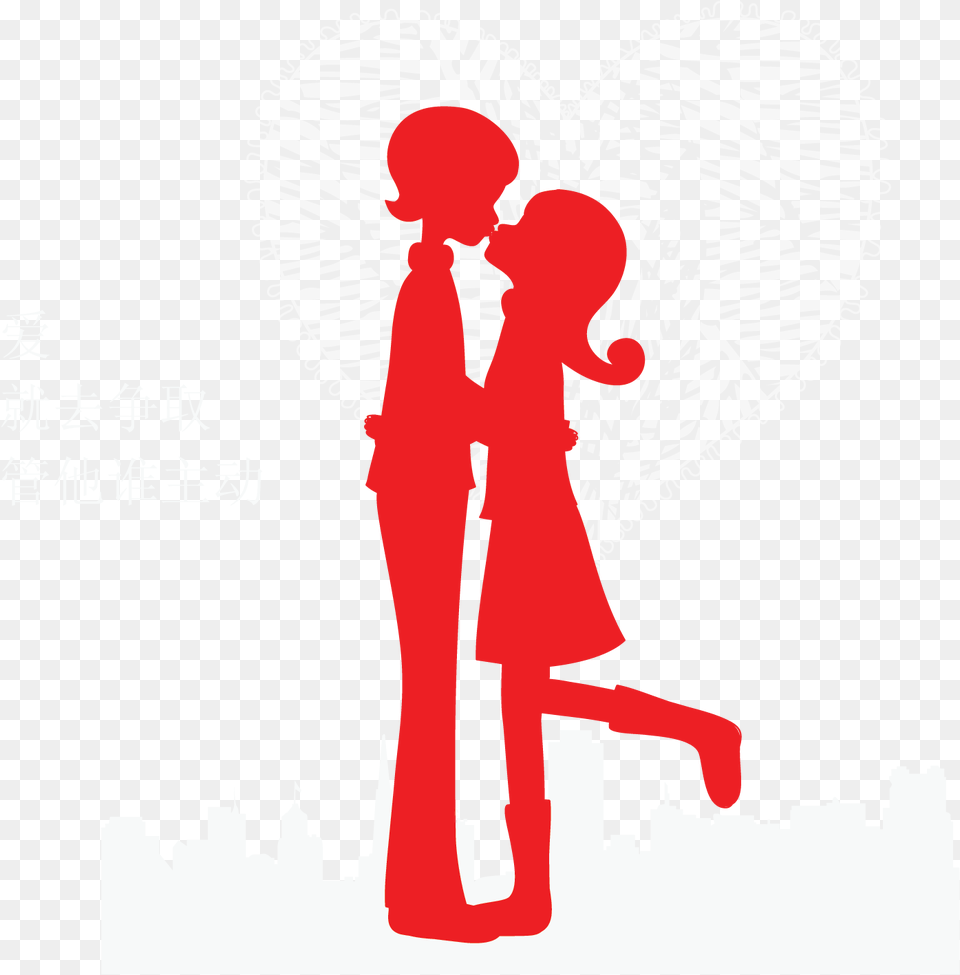 Vector Red Kissing Couple Silhouette Download Red Couple Disney Silhouette, Book, Publication, Adult, Person Free Png