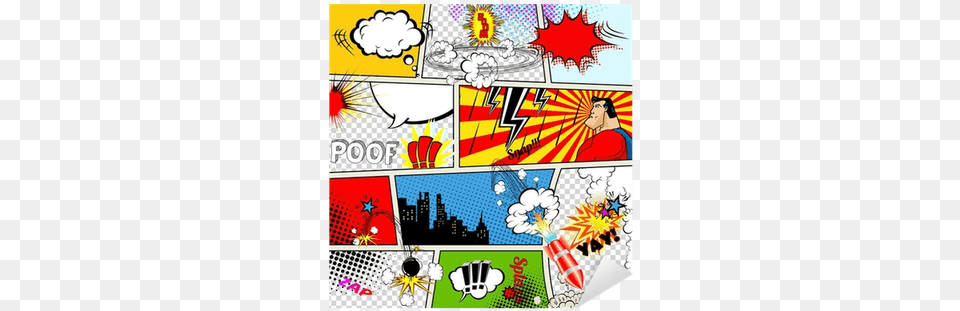 Vector Retro Comic Book Speech Bubbles Sticker Pixers Comic Book Strip Background, Comics, Publication, Art Free Png Download