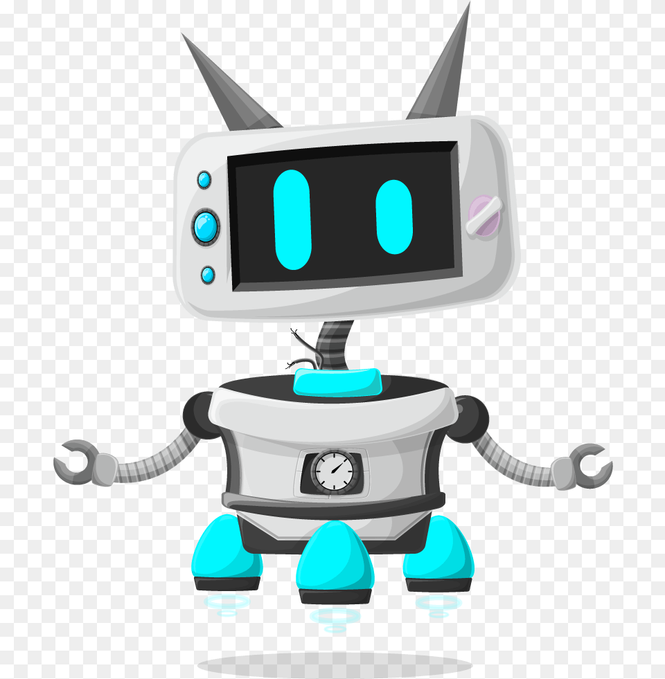 Vector Robot Character Set With 6 Robots Transparent Background Robot Clipart, Device, Grass, Lawn, Lawn Mower Png Image