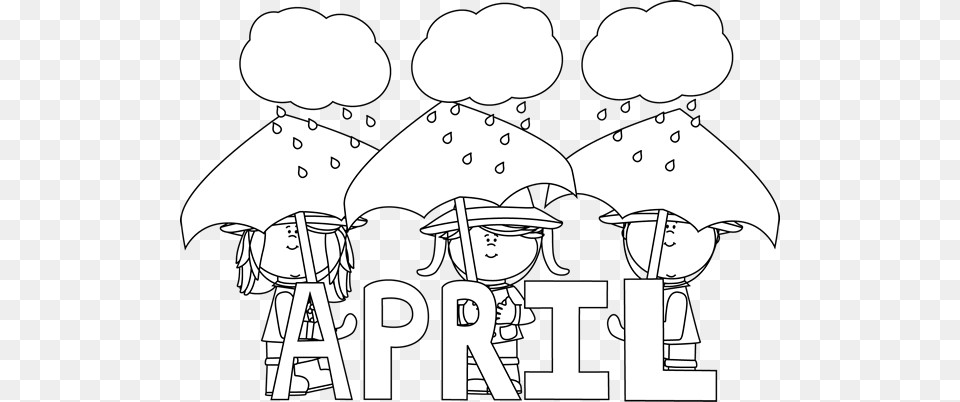 Vector Royalty Library Calendar Clipart Black April Coloring Sheets, Art, Doodle, Drawing, People Free Png Download