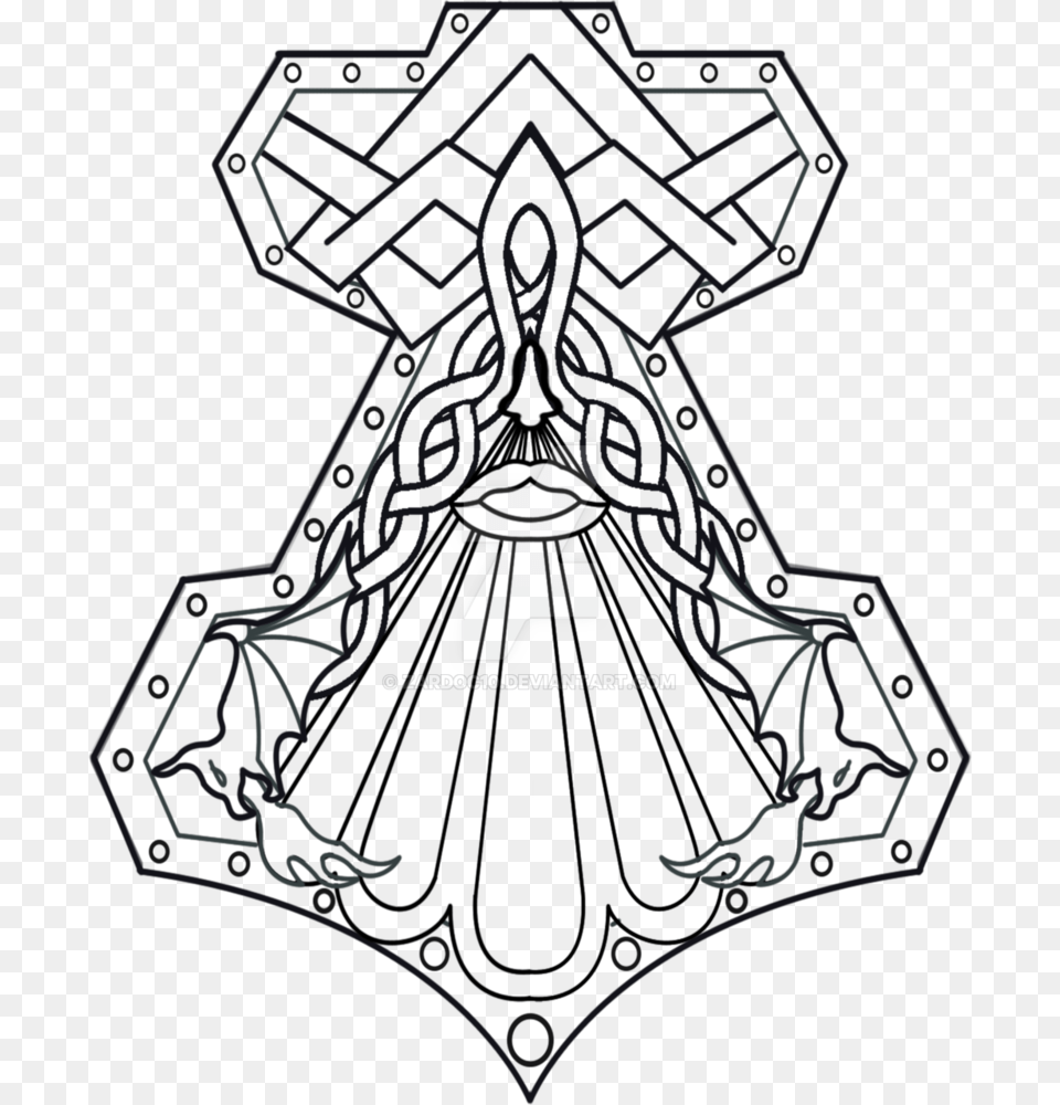 Vector Royalty Mjolnir Drawing Pattern Line Work Png
