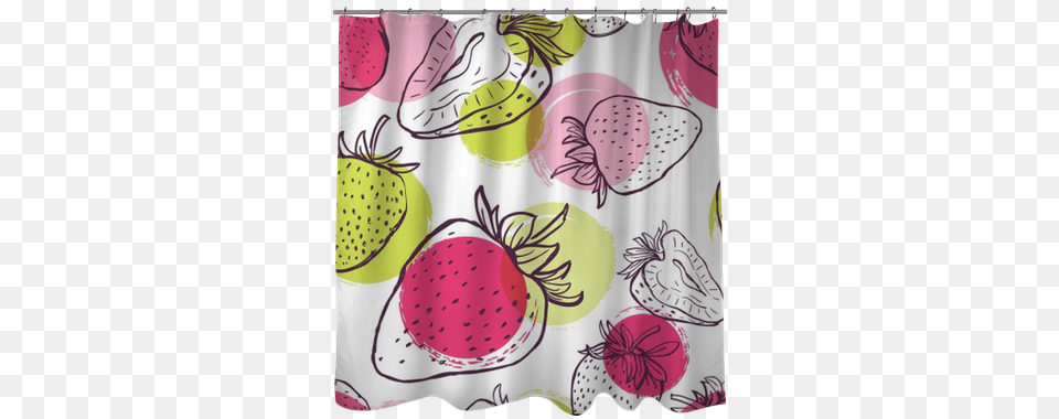 Vector Seamless Pattern With Strawberries And Colorful Strawberry, Curtain, Shower Curtain, Cup Free Transparent Png