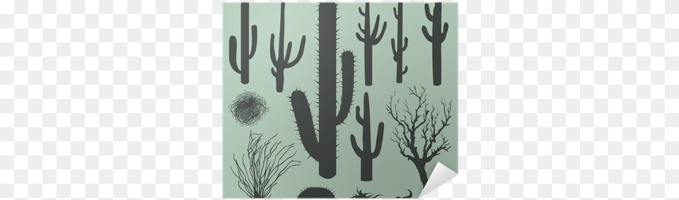 Vector Set Of Silhouettes Of Cacti And Other Desert Desert Bush Vector, Cactus, Plant Png Image