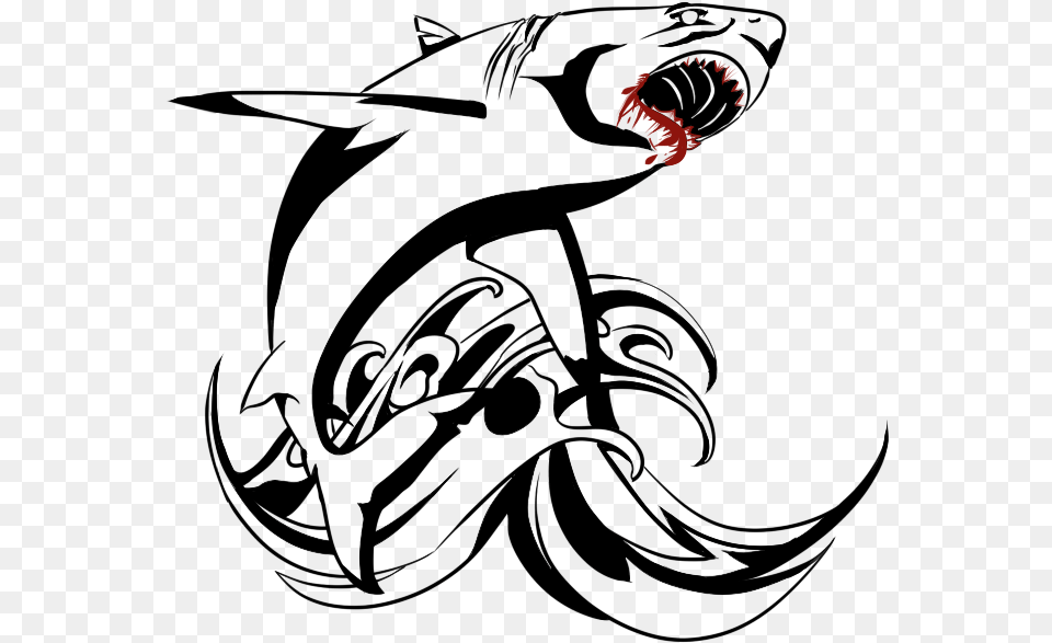 Vector Sharks Tribal Black T Shirt Painting Design, Sword, Weapon Free Png