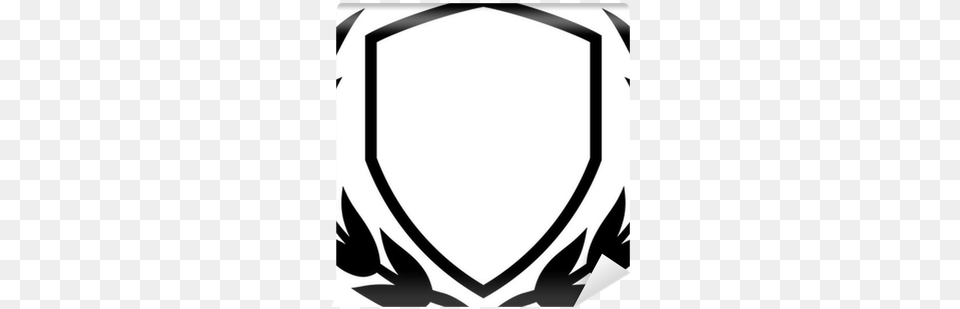 Vector Shield And Laurel Wreath Isolated Wall Mural Shield Vector Black And White, Armor, Emblem, Symbol, Bow Free Png