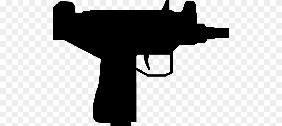 Vector Silhouette Of Uzi Gun Silhouette, Gray Free Transparent Png