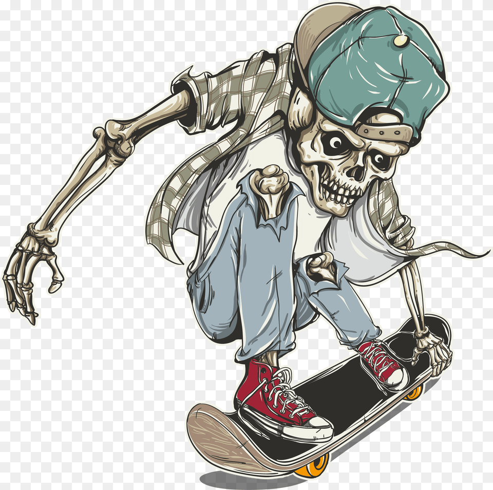 Vector Skeleton Skateboard Freeuse Stock, Person, Face, Head, Art Png Image